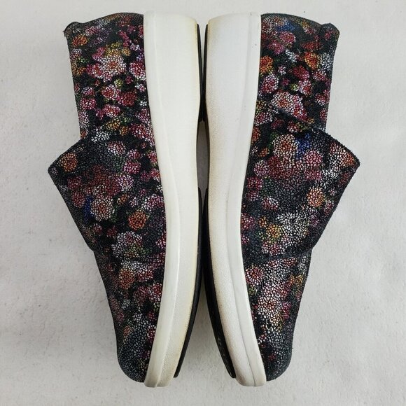 Alegria Qin Garland Shoe Womens 8-8.5 38 Black Floral Hook Loop Comfort Slip On - Picture 6 of 11